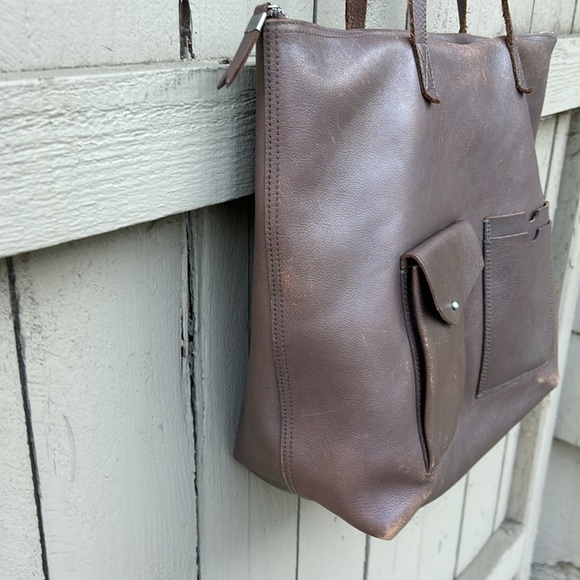 Madewell the Transport Satchel With Pockets Bohemian Festival Distressed Leather - Picture 5 of 15